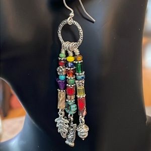 New Without Tags~Woman’s Multi Colored Beaded Fall Style Hook Back Earrings